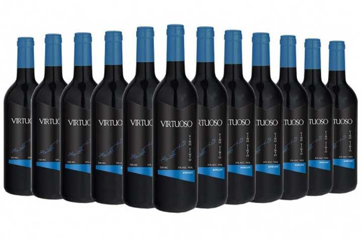 12 flasker Virtuoso Merlot rødvine fra Spanien1 