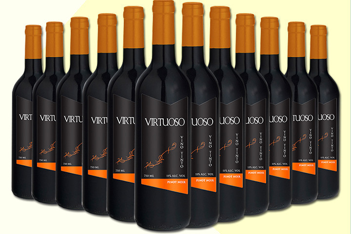 12 flasker Pinot Noir Virtuoso rødvin fra Spanien4 