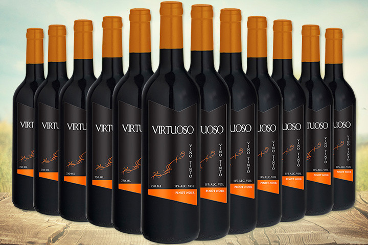 12 flasker Pinot Noir Virtuoso rødvin fra Spanien1 