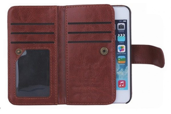 2-i-1 magnetisk PU-lædercover til iPhone og Samsung med plads til kort, sedler og billede2 
