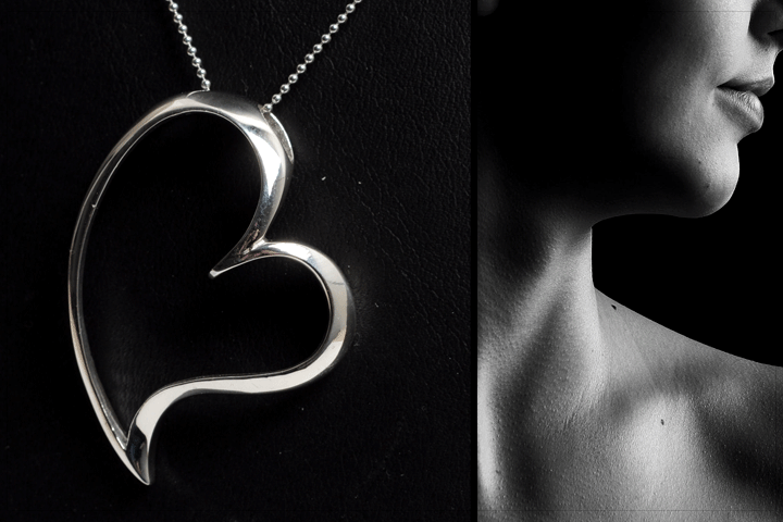 Flot og feminin halskæde med stort hjertevedhæng i 925 sølv 2 
