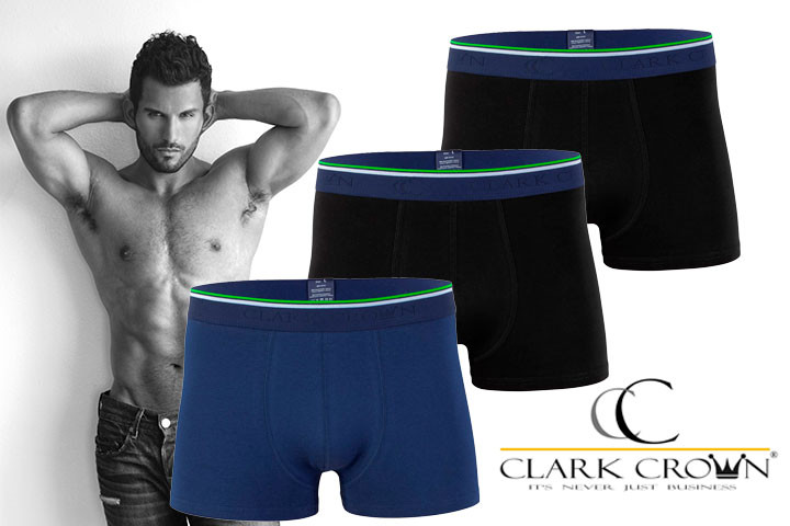 Oplev uovertruffen komfort med 3 par Clark Crown® herre boxershorts lavet af bambus.1 