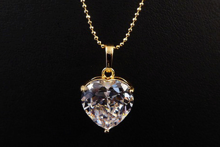 Få den stilrene Diamond Princess halskæde med smukt hjertevedhæng 4 