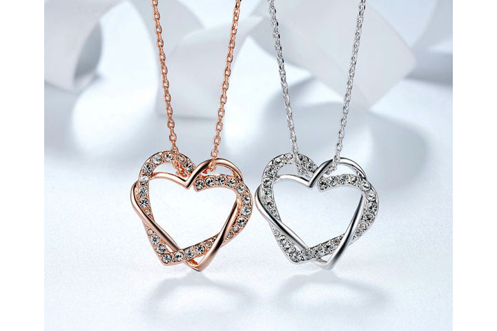 Hjerte halskæde i sølv eller rosa guld 1 