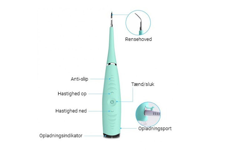 Elektrisk tandrenser som løsner plak, tandsten, bakterier og snavs2 