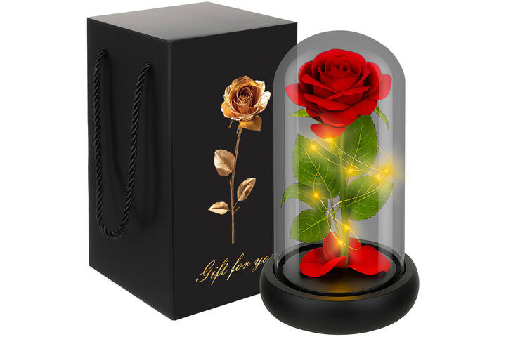Evighedsrose i Glas med LED-lys – En Kærlighed der Aldrig Visner2 
