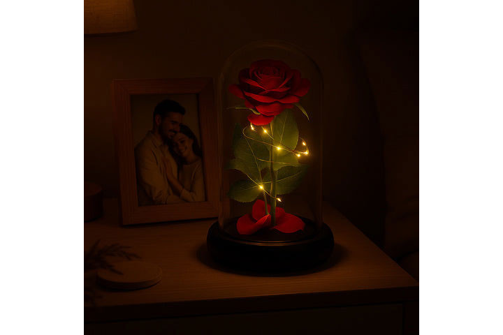 Evighedsrose i Glas med LED-lys – En Kærlighed der Aldrig Visner9 