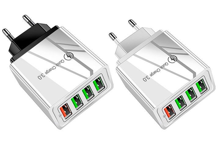 Spar tid med hurtig opladning – 4 USB-porte og Quick Charge 3.0 i én praktisk oplader!3 