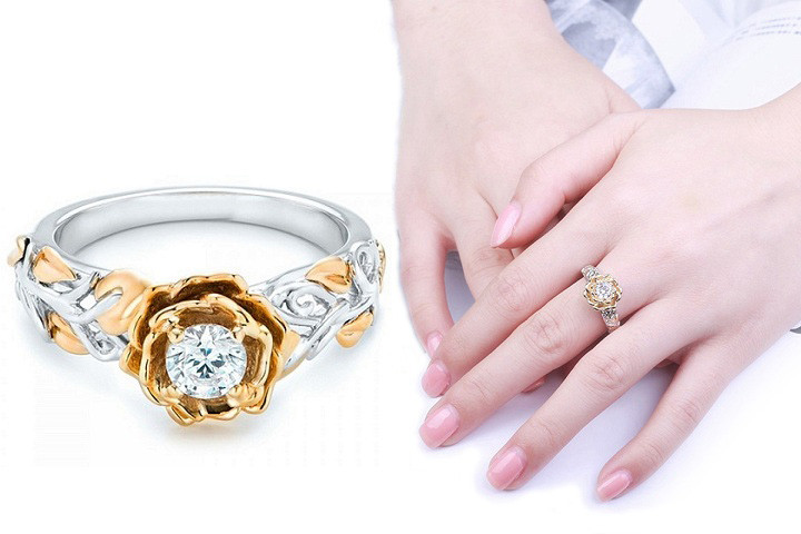 Ring med rose i guld, der er lavet i et helt unikt og elegant design1 