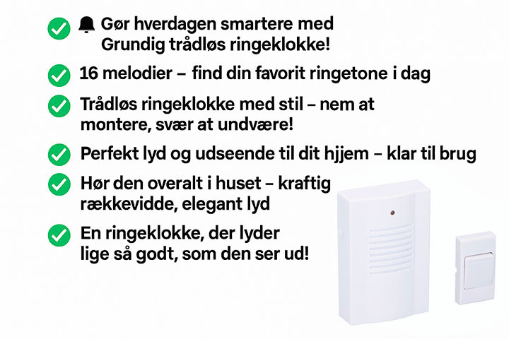 Grundig Trådløs Ringeklokke – Lyd & Stil i Perfekt Harmoni!2 