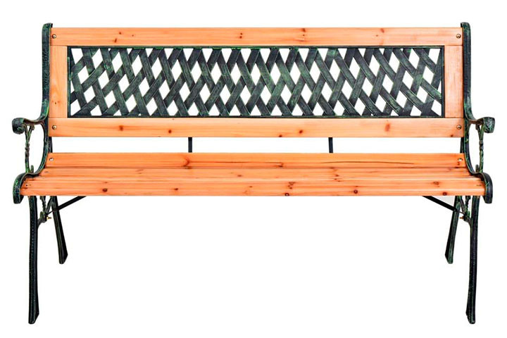 Havebænk i Støbejern og Massivt Grantræ: 116 cm Elegant Udendørsmøbel7 