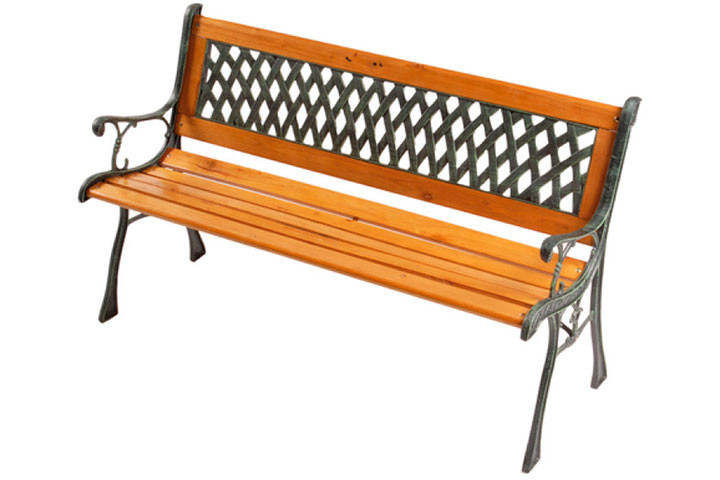 Havebænk i Støbejern og Massivt Grantræ: 116 cm Elegant Udendørsmøbel1 
