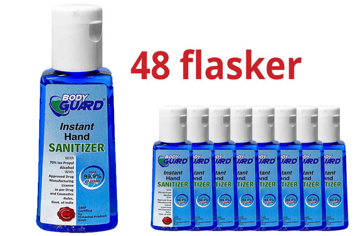 48 flasker Håndsprit 70% Isopropylalkohol i 25 ml. lige til at putte i tasken eller lommen1 