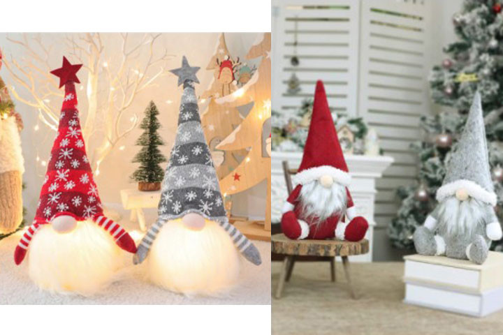 Julenisserne kan fås i grå eller rød og der kan tilvælges hyggeligt LED-lys1 