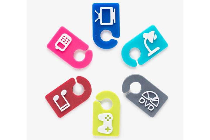 Kabel tags med forskellige ikoner og farver 3 