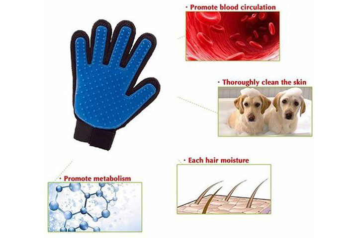 Kæledyrshandske med silikone dupper, der fjerner løse dyrehår4 