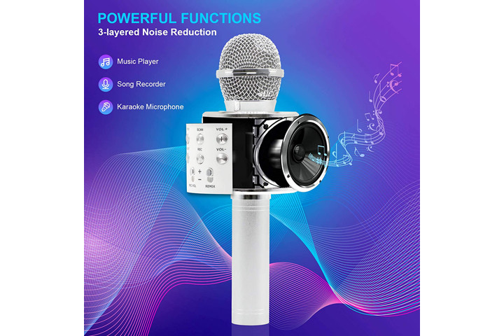 Mikrofonen har 2 indbyggede højtalere samt en lang række funktioner4 