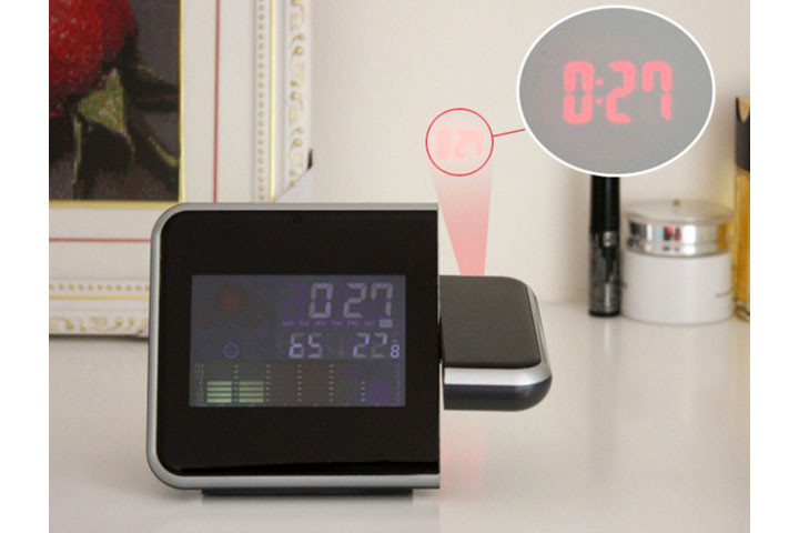 LED-projektions vækkeur, der også viser temperatur og luftfugtighed 1 
