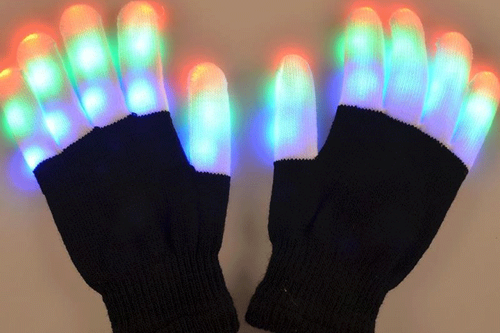 Lysende handsker med LED lys i 7 forskellige farver 2 