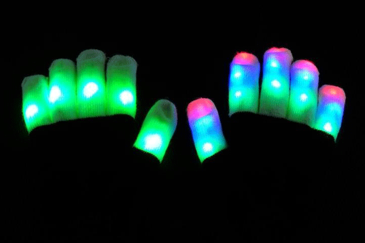 Lysende handsker med LED lys i 7 forskellige farver 7 