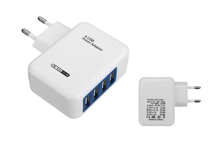 4-i-1 USB lader, der kan oplade op til 2 smartphones og 2 tablets ad gangen!3 