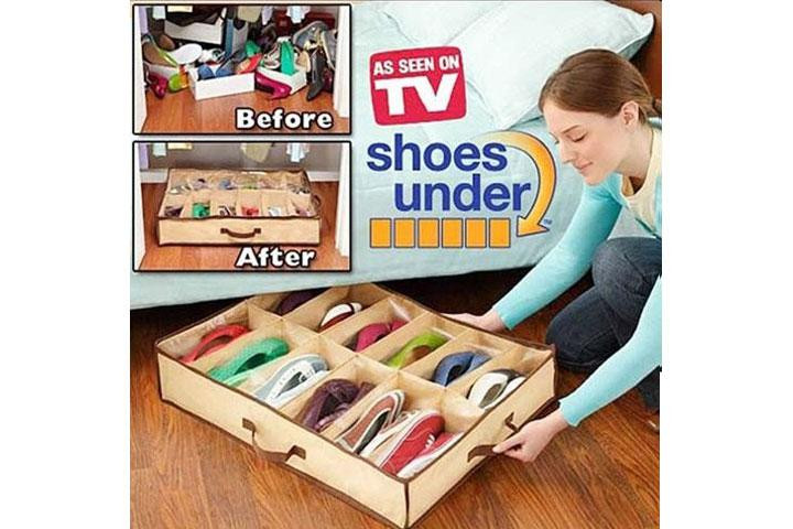Opbevar dine sko på en smart måde med en skoorganizer, der kan skubbes under sengen eller gemmes i skabet1 