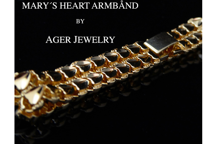 Smukt Mary's Heart hjertearmbånd belagt med 24 karat guld 4 