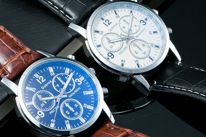 Ur i tidsløst design med kronografer og flot rem, der er lavet i imiteret læder 3 