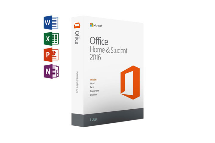 Microsoft Office 2016 – Home & Student, der består af Word, Excel, PowerPoint og Onenote1 