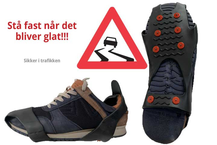 Gå og stå sikkert når det bliver glat, med smarte pigsåler.1 