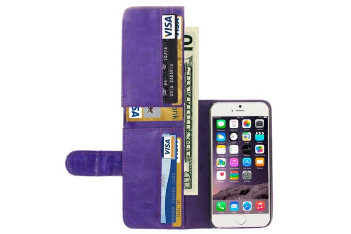 Beskyt din iPhone 5/5S, 6/6S eller 6 plus/6 plus S med et dobbelt flip cover med endnu mere plads til kreditkort og sedler!7 