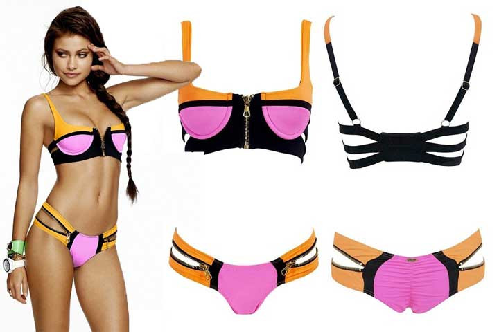 Bikini i lækkert design med flotte lynlås-detaljer- 4 varianter4 