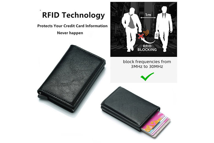 Beskyt dine kreditkort mod kopiering med vores stilfulde kortholder med pop-up feature8 