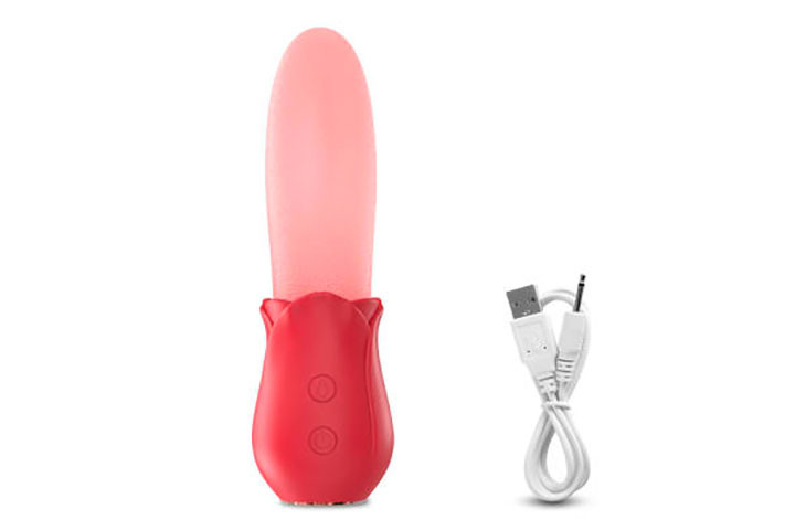 Oplev en helt ny dimension af nydelse med den Realistiske Lickende Tunge Rose Vibrator6 