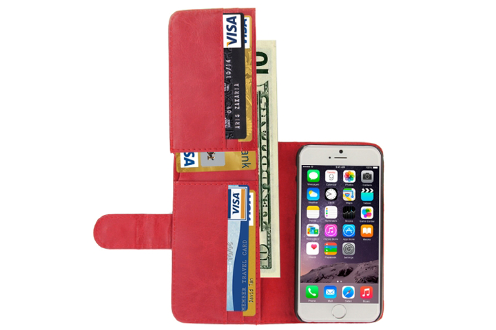 Beskyt din iPhone 5/5S, 6/6S eller 6 plus/6 plus S med et dobbelt flip cover med endnu mere plads til kreditkort og sedler!6 