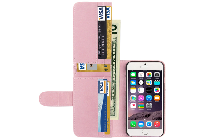 Beskyt din iPhone 5/5S, 6/6S eller 6 plus/6 plus S med et dobbelt flip cover med endnu mere plads til kreditkort og sedler!4 