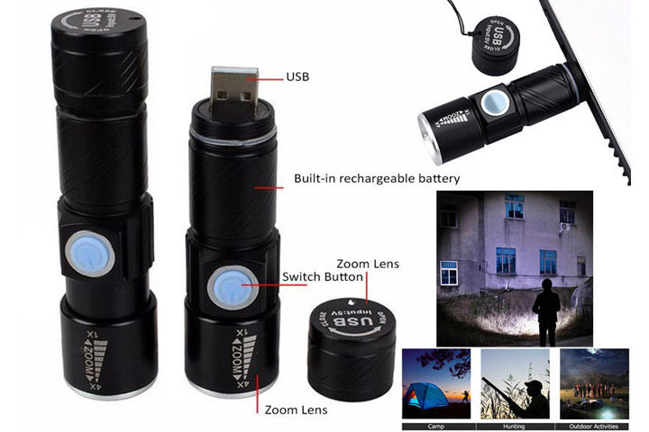 LED lommelygte med 4 x zoom og 3 forskellige modes 5 