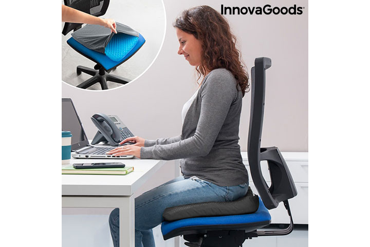 Siddemåtten i gele har et ergonomisk korrekt design og passer til de fleste stole3 
