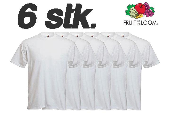 Fyld garderoben med 6 stk. kvalitets T-shirts fra Fruit of the Loom6 
