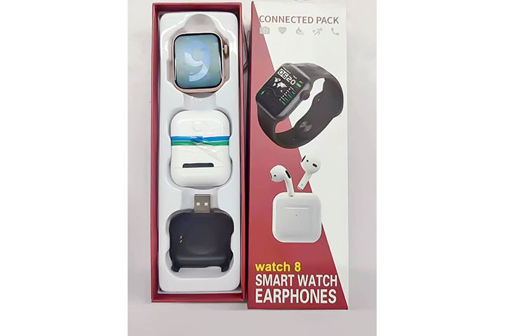 Oplev bekvemmeligheden og funktionaliteten af dette innovative Smart Watch + Headphones Sæt.2 