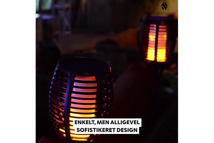 LED-faklerne lyser med flammer, og er samtidig klimavenlige, da de er drevet af sollys8 