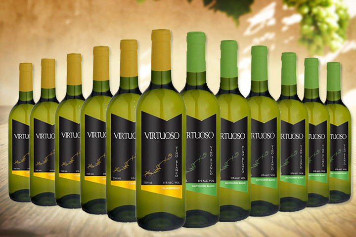 Spansk hvidvin - 12 stk. Chardonnay & Sauvignon Blanc Virtuoso 1 