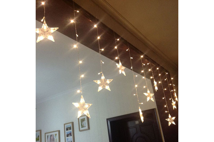 Stjerne istappe-lyskæde med flotte stjerner i kold eller varm hvid2 