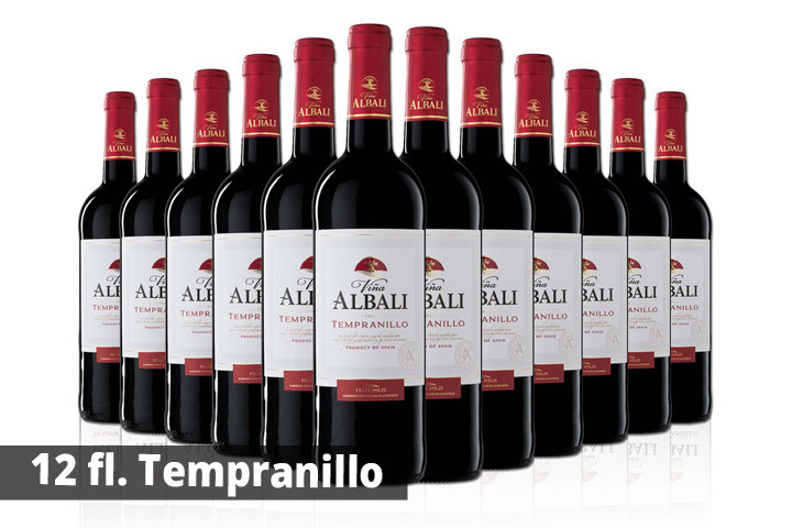 12 flasker spansk prisvindende rødvin - Viña Albali, Tempranillo rødvine1 