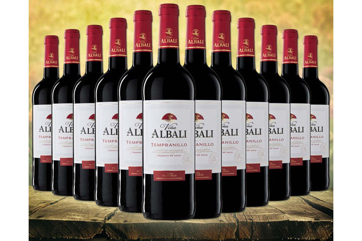 12 flasker spansk prisvindende rødvin - Viña Albali, Tempranillo rødvine3 