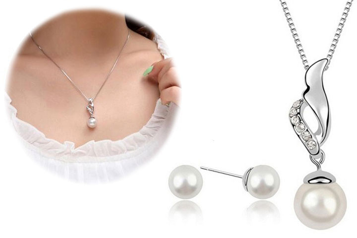 Twist Pearl halskæde og øreringe med sorte eller hvide perler2 