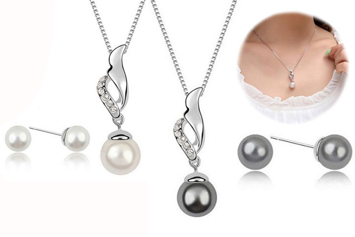 Twist Pearl halskæde og øreringe med sorte eller hvide perler1 