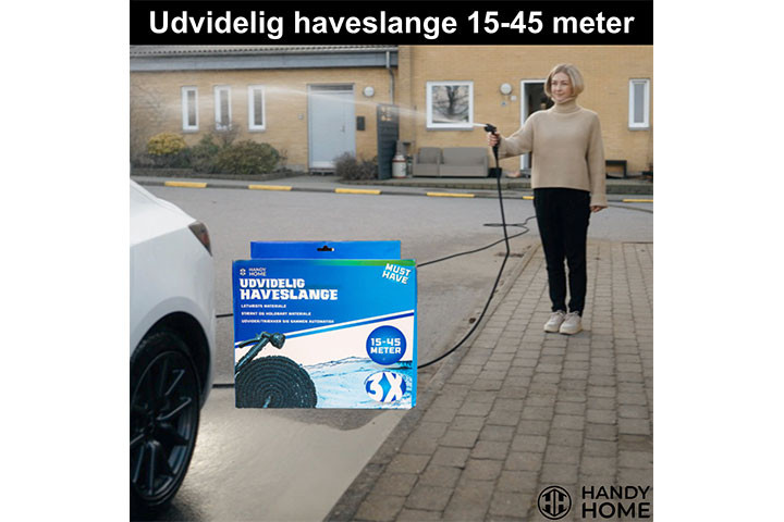 Super smart flex-haveslange der kan blive op til 45 meter med vandtryk, vejer kun 800 G2 