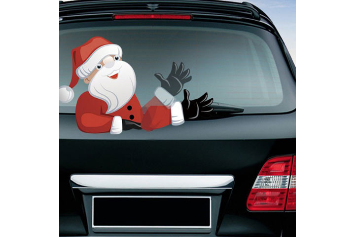 Glad og hyggelig julemand til bagruden, der vinker når du bruger vinduesviskeren1 