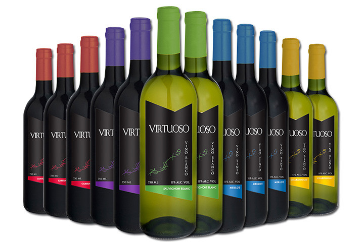 Virtuoso vin miks med 5 forskellige slags rød- og hvidvin. Du får 12 flasker i alt. 1 